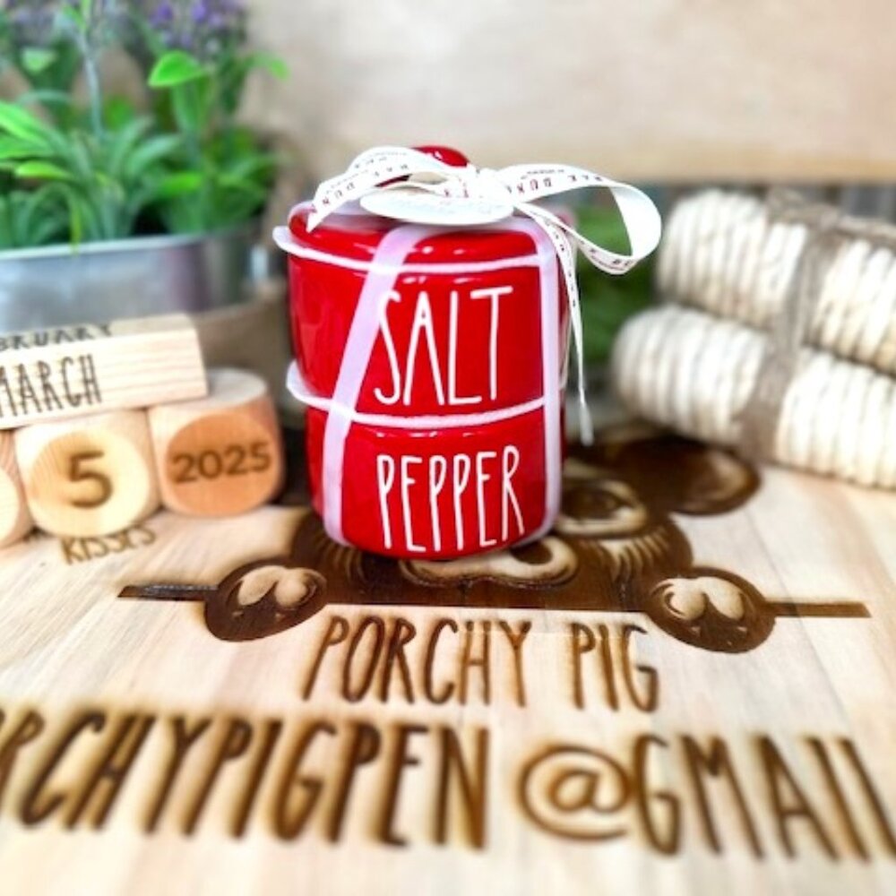 Rae Dunn Red Salt and Pepper Cellar small